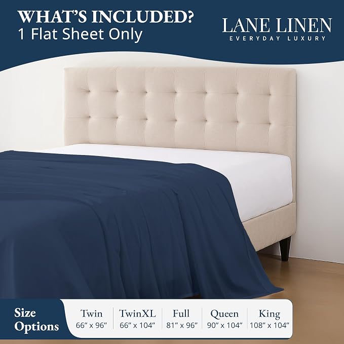 Lane Linen 100% Organic Cotton Full Size Flat Sheet Only - Image 2