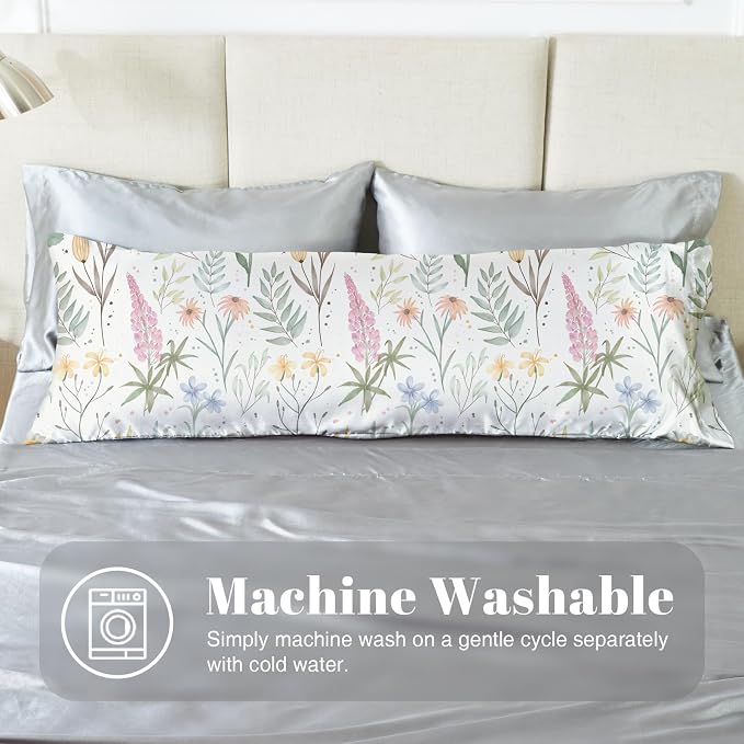EXQ Home Satin Body Pillowcase for Hair and Skin- Multicolor Printed Flower - Image 4