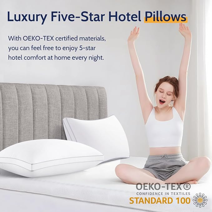 ROUMEA Pillows Queen Size Set of 2, Gusseted Bed Pillows - Image 3