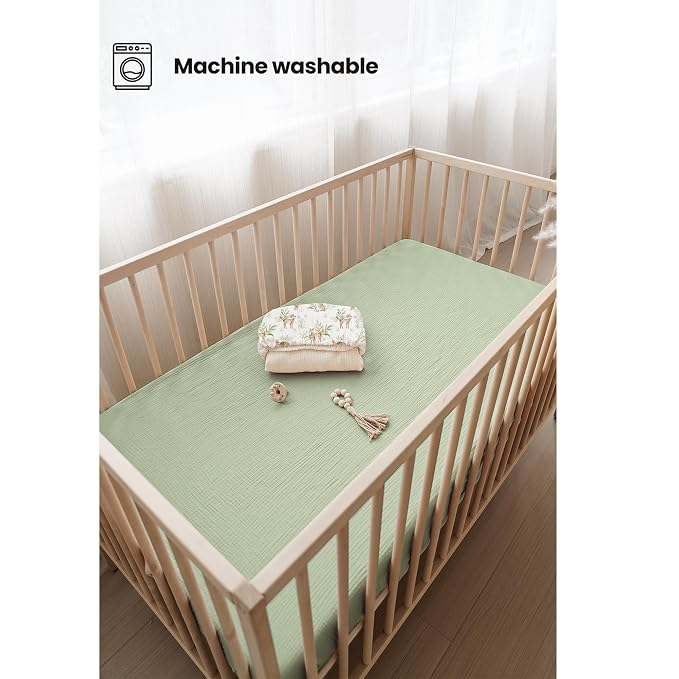 Konssy Muslin Crib Sheets 2 PCS, 100% Cotton Baby Crib Sheets - Image 5