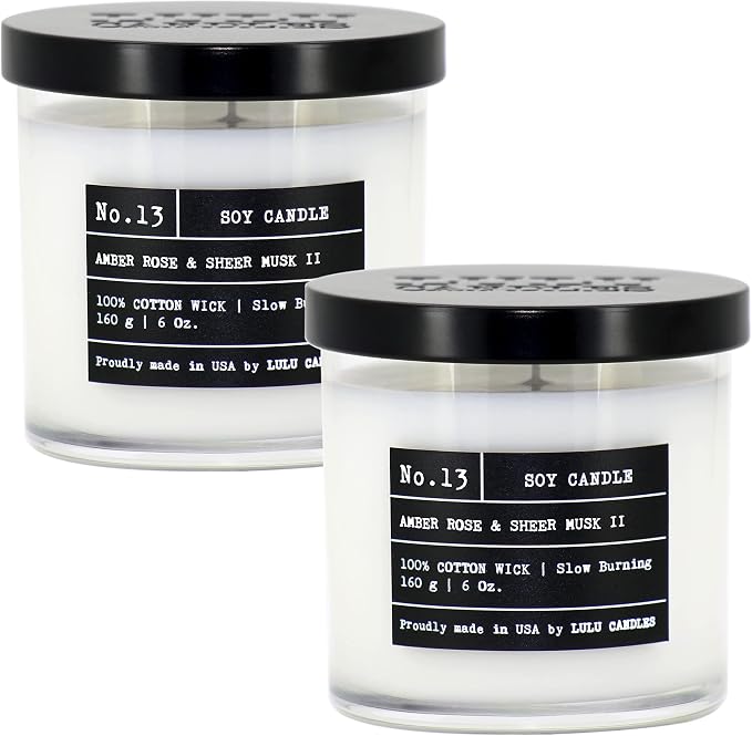 Lulu Candles | Amber, Rose & Sheer Musk II | Luxury Scented Soy Jar Candle | by LULUCANDLES