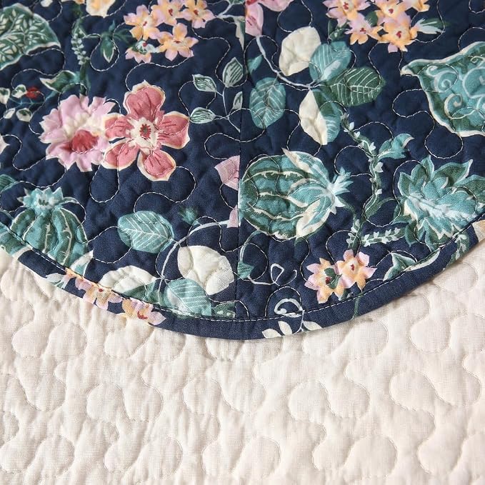 Quilt Set Floral Leaves 3D Embroidery Pattern 3 PCS Cotton Reversible Quilted - Image 8