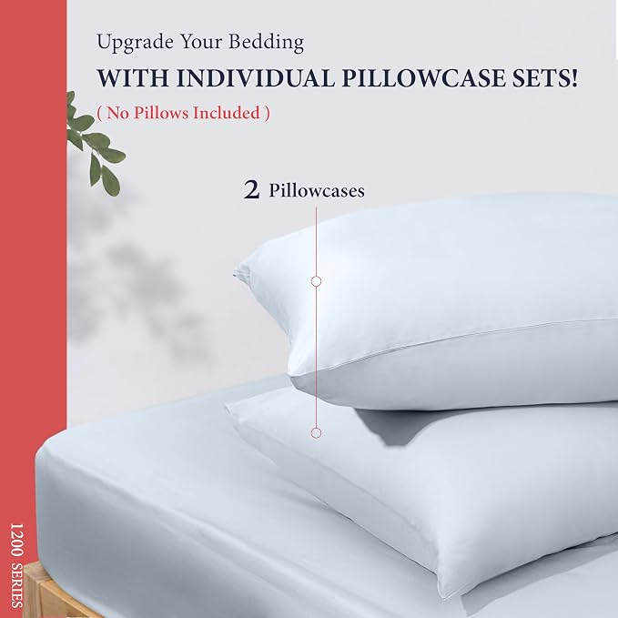 100% Egyptian Cotton Queen Pillow Cases Set of 2 - Image 3