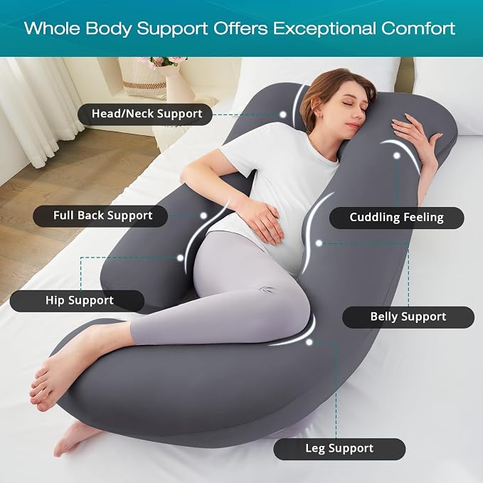 Sasttie Pregnancy Pillows for Sleeping, U Shaped Cooling Full Body Pillow - Image 2