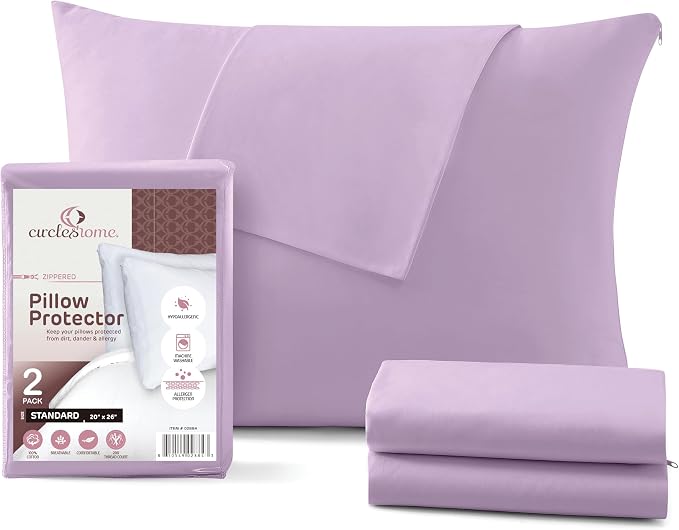 CirclesHome Pillow Protectors 2 Pack Standard Zippered by CirclesHome