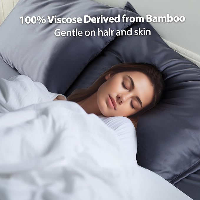2 Pack Cooling Pillow Cases, Viscose Derived from Bamboo Pillow Protectors King - Image 6