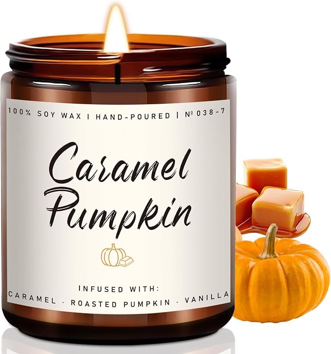 Auelife Fall Candle, Caramel Pumpkin Scented Candle – Fall Soy Candles by Auelife