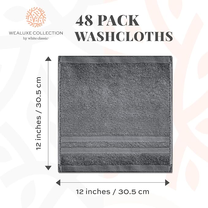 Wealuxe Dark Gray Washcloths 48 Pack - Image 4