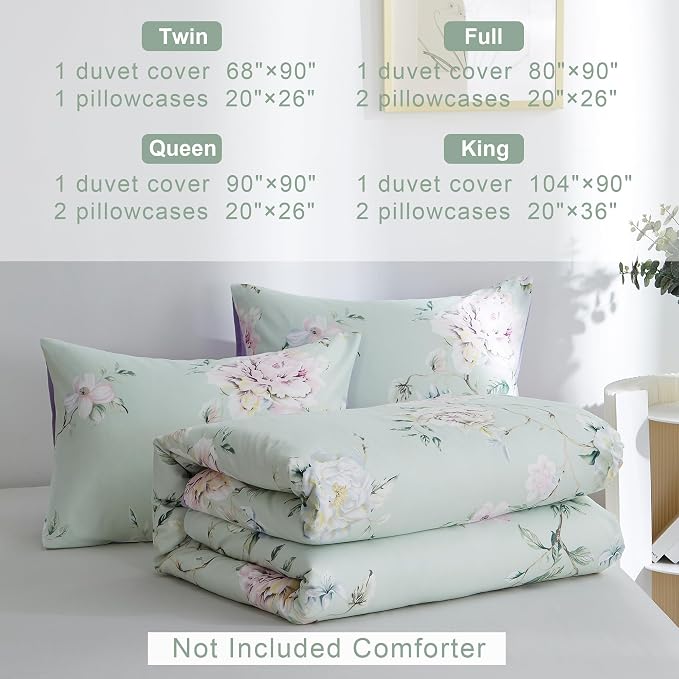 BOLINLIVING Floral Duvet Cover King Size 3 Pieces, Flower Duvet Cover - Image 6