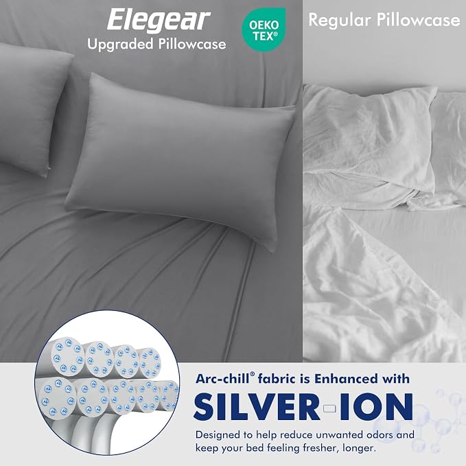 Elegear Cooling Pillow Cases for Hot Sleepers, Soft Silky Pillowcases for Hair - Image 3