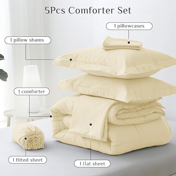 JOLLYVOGUE Twin XL Comforter Set, Ultra-Soft Bed in a Bag Twin XL Size 5 Pieces - Image 5