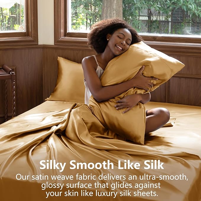 CozyLux Satin Sheets Queen Size Bed Set - Image 3