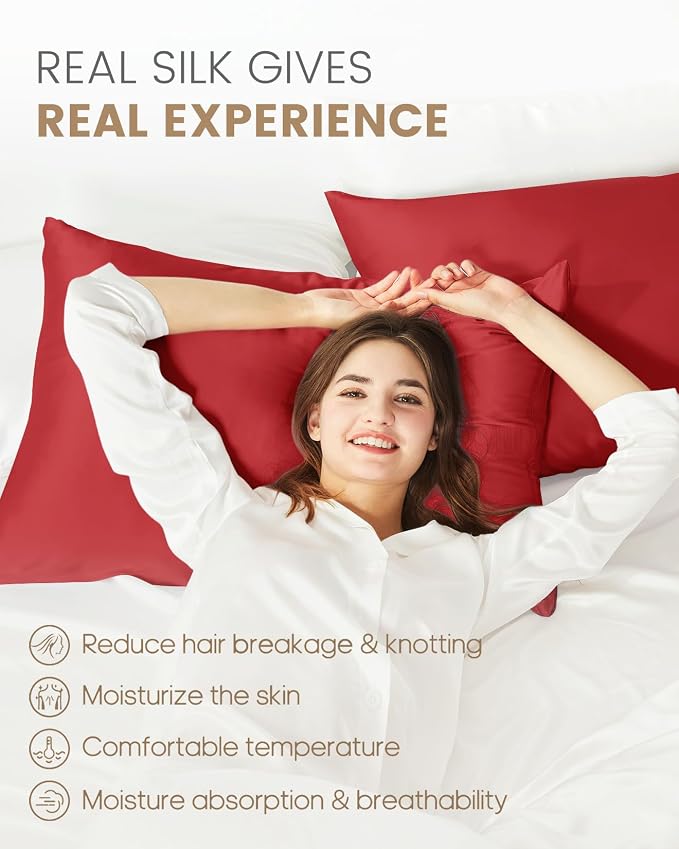THXSILK Set of 2 100% Pure Mulberry Silk Pillowcase - Image 3