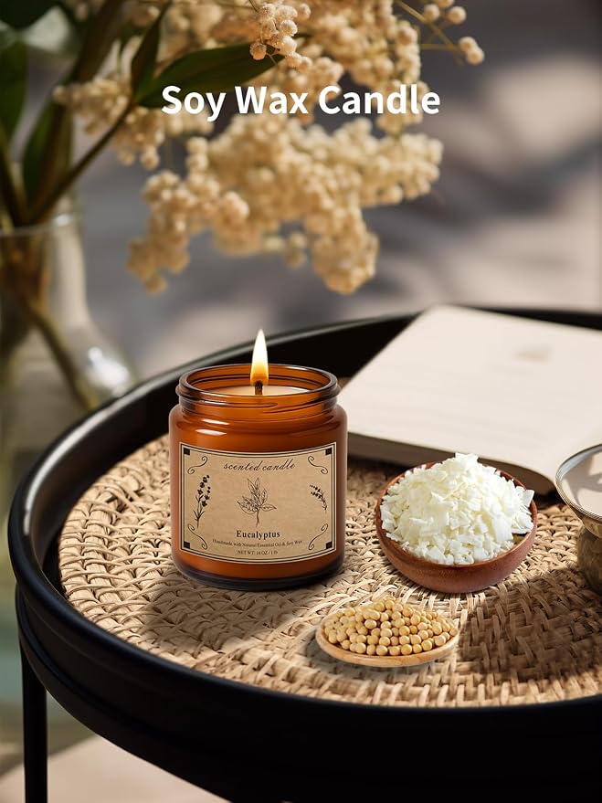 Home Scented Candles, 16oz Large Jar Scented Candle – Eucalyptus Soy Wax Candle - Image 3