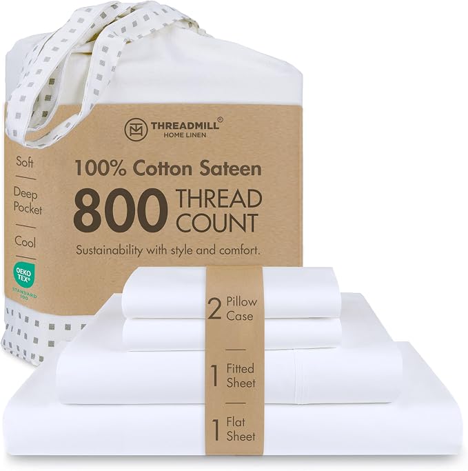 Threadmill Luxury 800 Thread Count King 100% Cotton Sheets by ThreadmillHomeLinen