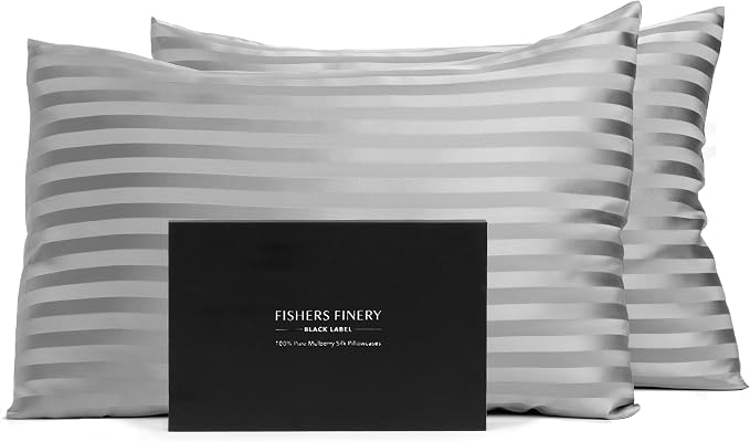 Fishers Finery 30mm 100% Pure Mulberry Silk Pillowcase 2 Pack, Quality Tested by FishersFinery