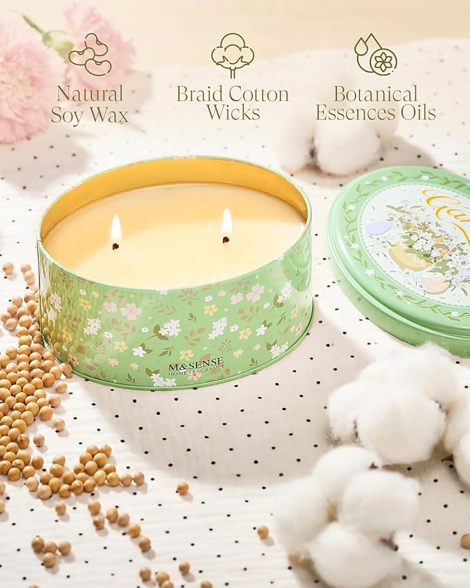 M&SENSE Two-Wicks Gardenia Scented Candles 12oz, 2 Wick Soy Spring Soy Candle - Image 3