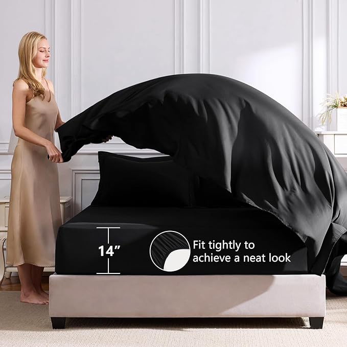 CozyLux Oversized Queen Comforter Set Black - Image 5