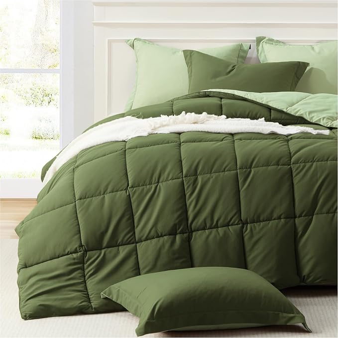 Homelike Moment King Size Comforter Set Olive Green, Lightweight Comforter Sets by HomelikeMoment