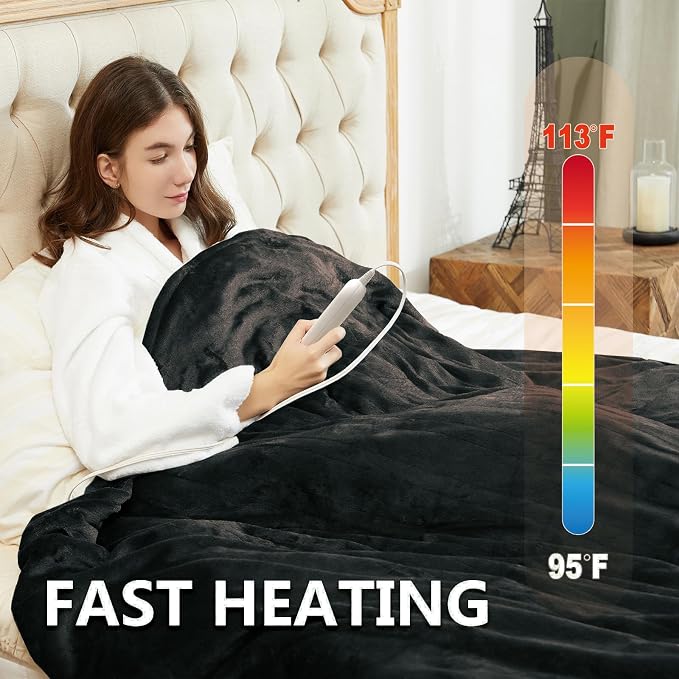 Tefici Electric Blanket King Size, Dual Control Super Cozy Soft 2-Layer Flannel - Image 3