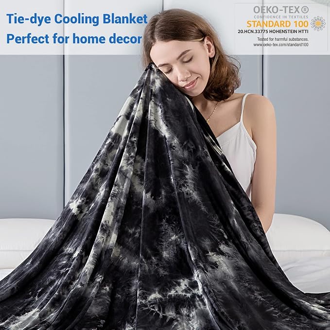 Topcee Cooling Blanket for Hot Sleepers Decorative Tie Dye, Absorbs Heat to - Image 2