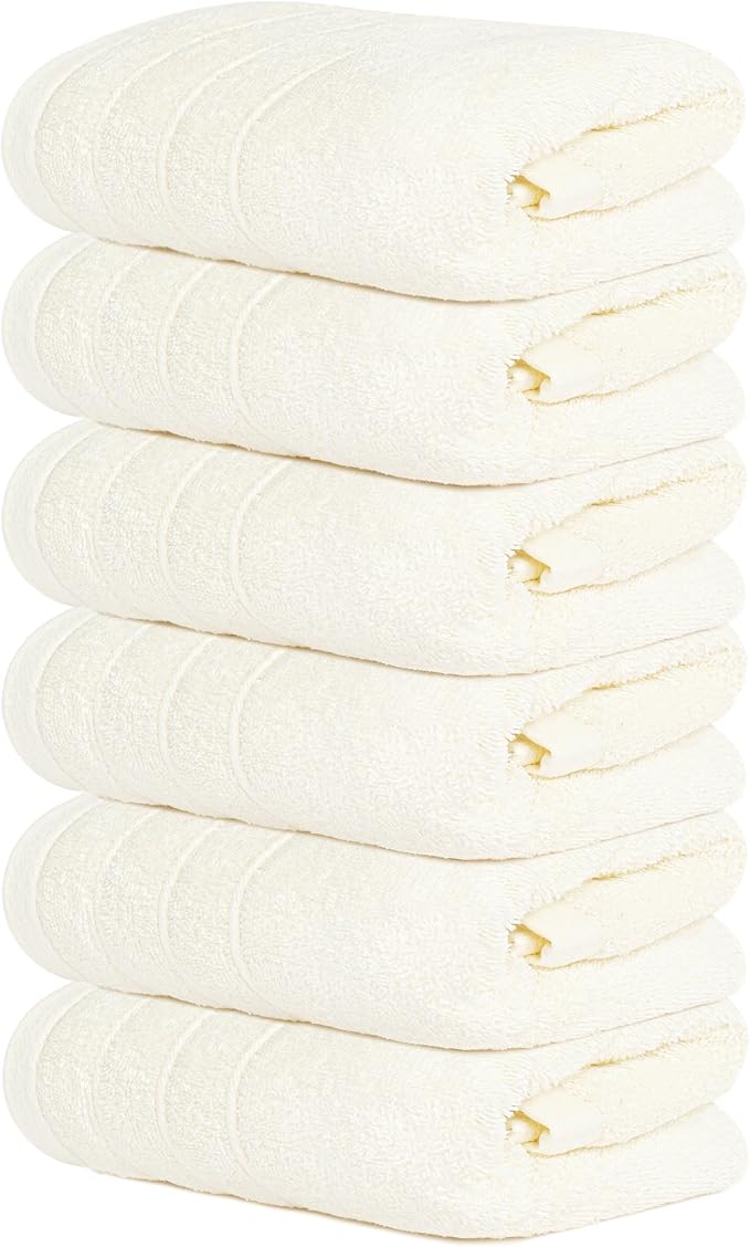 Tens Towels Pack of 6 Hand Towels, 100% Cotton, Lighter Weight, Quick to Dry by TensTowels