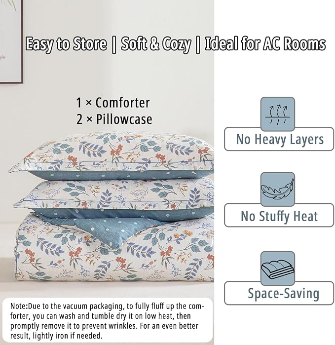 LEMIROE Botanical Cotton Comforter Queen Size - Image 7