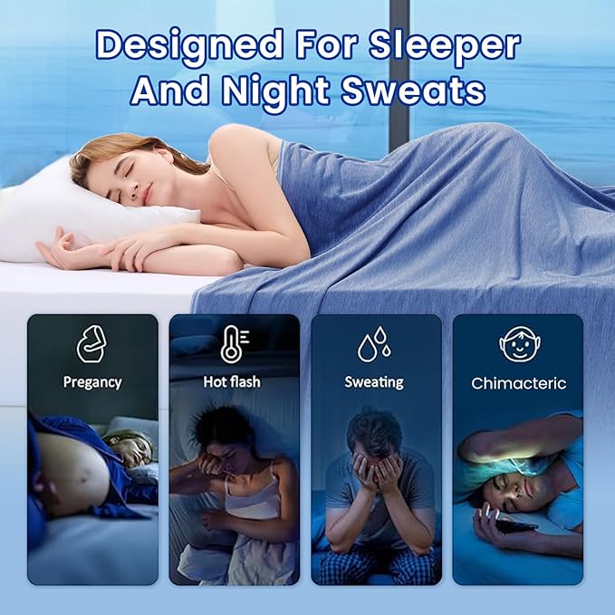 Topcee Cooling Blanket for Night Sweats Absorbs Heat to Keep Adults Cool on - Image 4