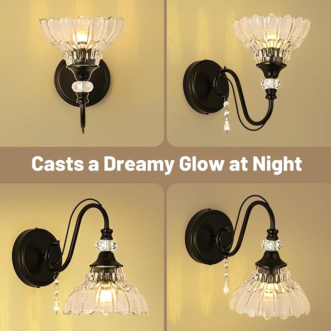1 Piece Black Wall Sconce, 1-Light Black Farmhouse Wall Sconce - Image 3