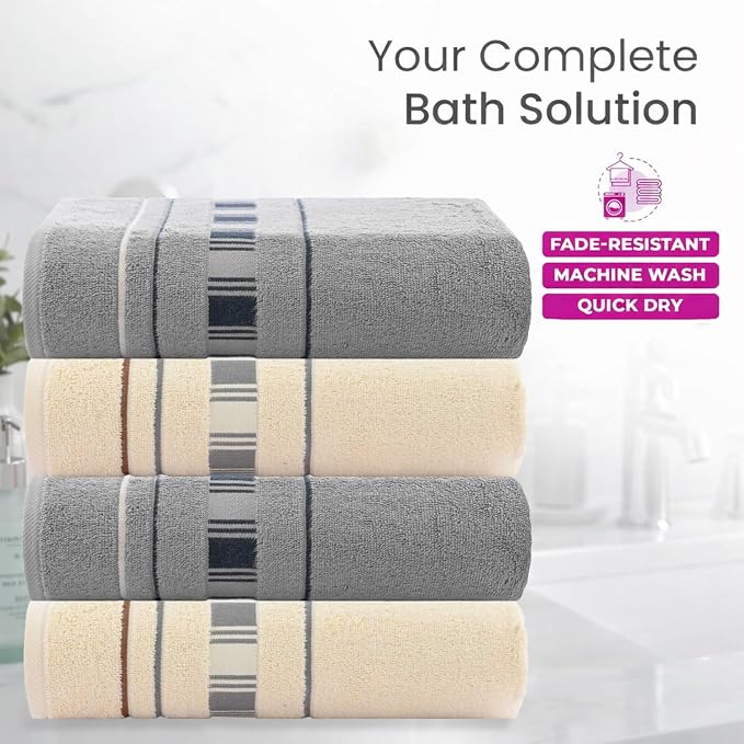 CASA COPENHAGEN X Line 4Pcs 100% Egyptian Cotton Designer Hand Towels Gift Set- - Image 3