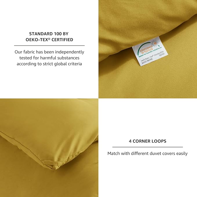CozyLux Queen Comforter Set Mustard Yellow, 3 Pieces Solid Comforters Queen - Image 4