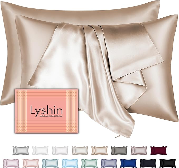 Silk Pillow Cases 2 Pack Queen Size by LYSHINSILKPILLOWCASES