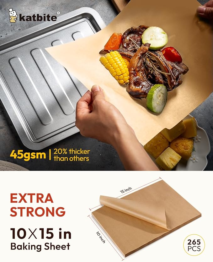 Katbite 265Pcs 10x15 inches Parchment Paper Sheets, Heavy Duty Unbleached - Image 2