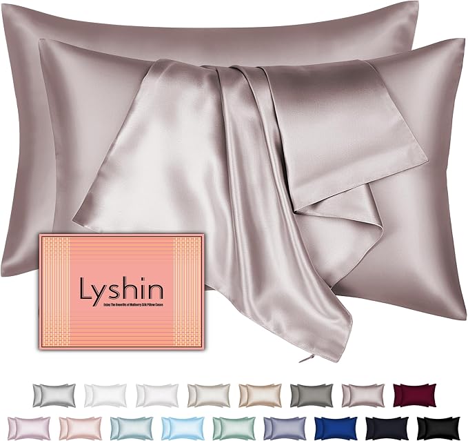 Silk Pillow Cases 2 Pack Standard Size by LYSHINSILKPILLOWCASES