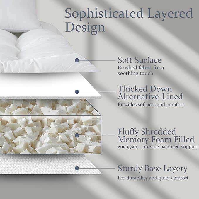 WhatsBedding 5 inch Memory Foam Mattress Topper King Size - Image 3