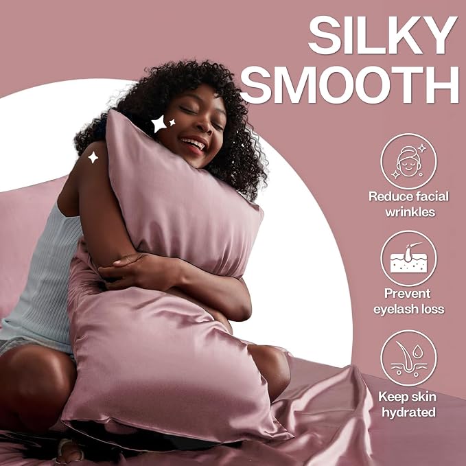 MR&HM Satin Pillowcase for Hair and Skin, Silk Satin Pillowcase 2 Pack - Image 4