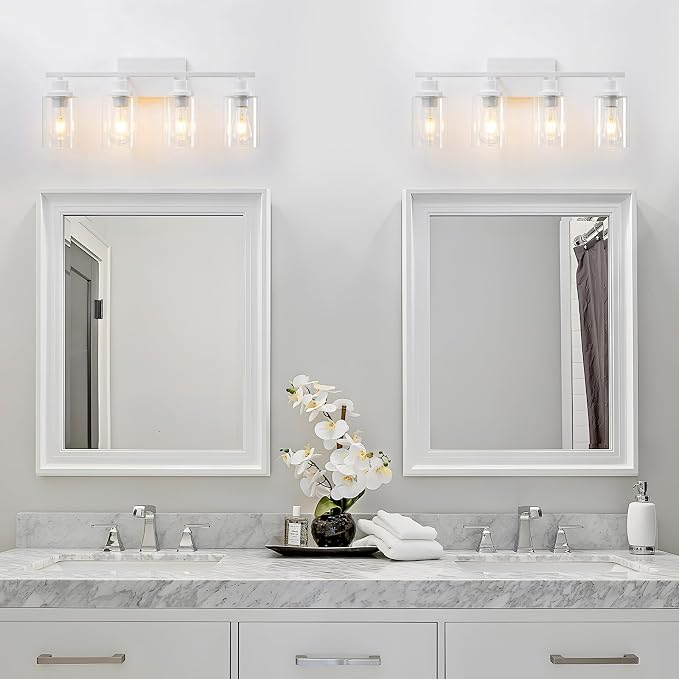 4 Light White Bathroom Light Fixtures Vanity Light Over Mirror Modern Wall - Image 2