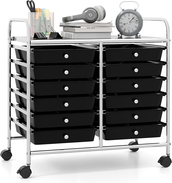 Giantex 12 Drawers Rolling Cart, Mobile Storage Drawer Cart, Classroom by Giantex