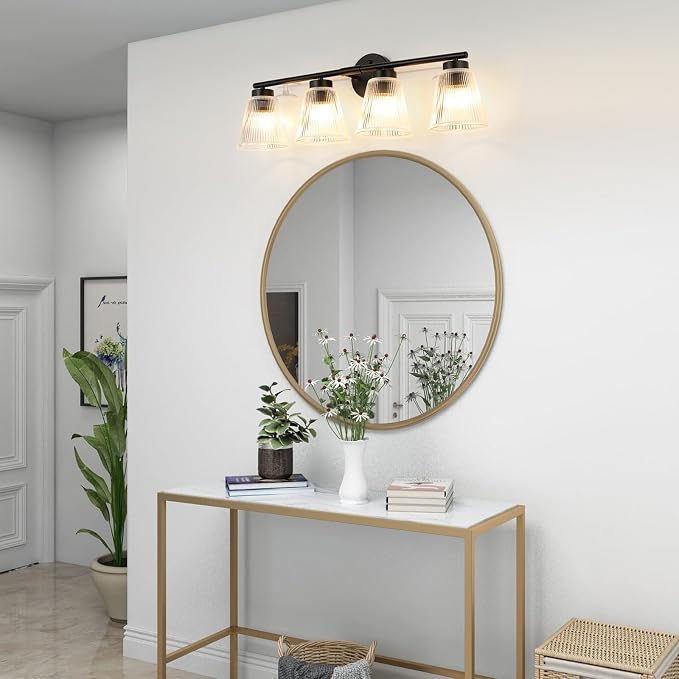 OCIOC Bathroom Vanity Light, 4-Light Modern Matte Black Wall Sconce - Image 8