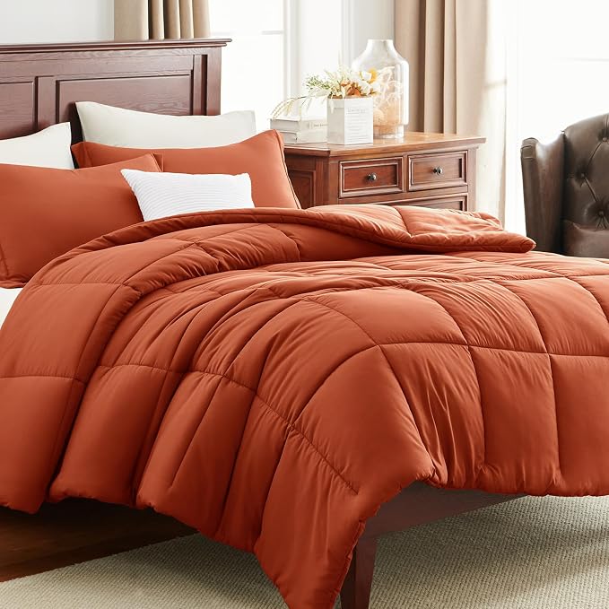 CozyLux Queen Size Comforter Sets Terracotta - Image 9