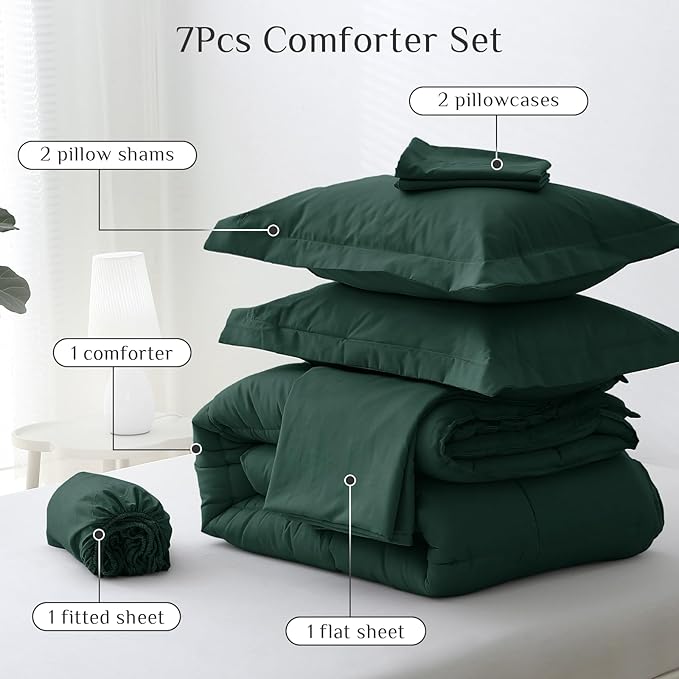JOLLYVOGUE Queen Comforter Set, Ultra-Soft Bed in a Bag Queen Size 7 Pieces - Image 5
