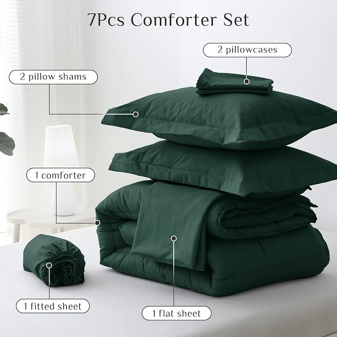 JOLLYVOGUE Full Comforter Set, Ultra-Soft Bed in a Bag Full Size 7 Pieces - Image 5