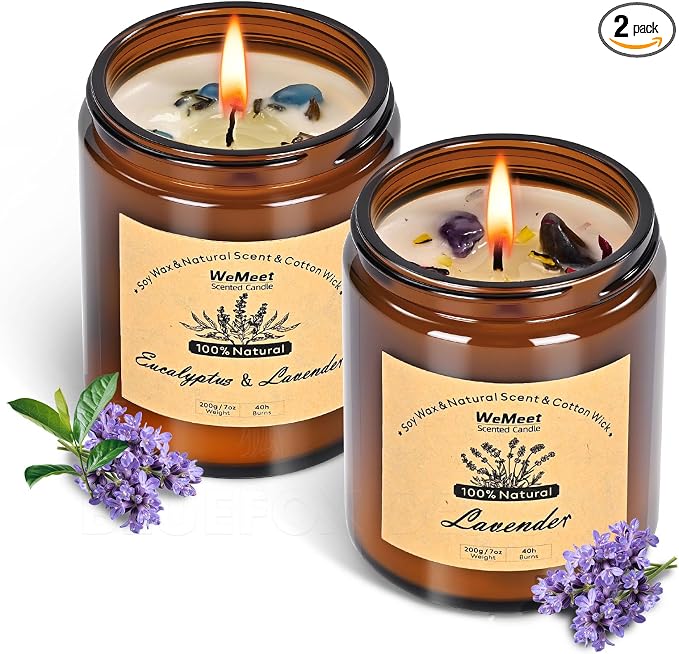 WEMEET 2 Pack Scented Candles Gift Set, Lavender Candles by WEMEET