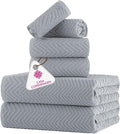 CASA COPENHAGEN Wave Textured 6 Piece Towel Set- Grey Violet, 550 GSM 2 Bath by CASACOPENHAGEN