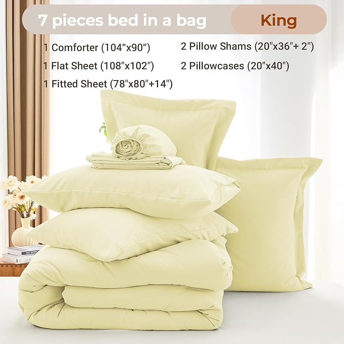 MUXHOMO 7 Pieces King Comforter Set, Soft Bed in a Bag King Size, All Season - Image 4