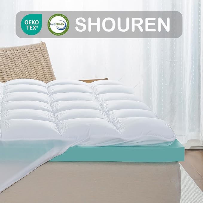 Memory Foam Mattress Topper 2inch+2inch Queen Size, Pressure-Relieving Bed - Image 2