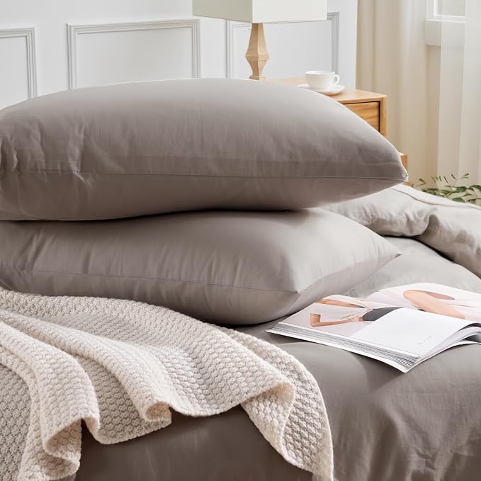 NEXHOME PRO Duvet Cover Set 100% Washed Cotton Oversized King 120"x98" Linen - Image 5