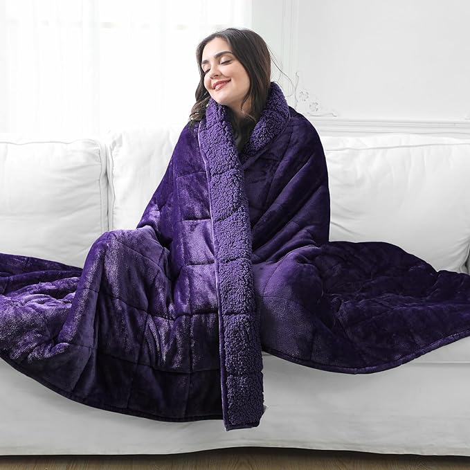 Aemicion Weighted Blanket Queen Size 20lbs, Dual Sided Cozy Fluffy Sherpa Heavy - Image 2
