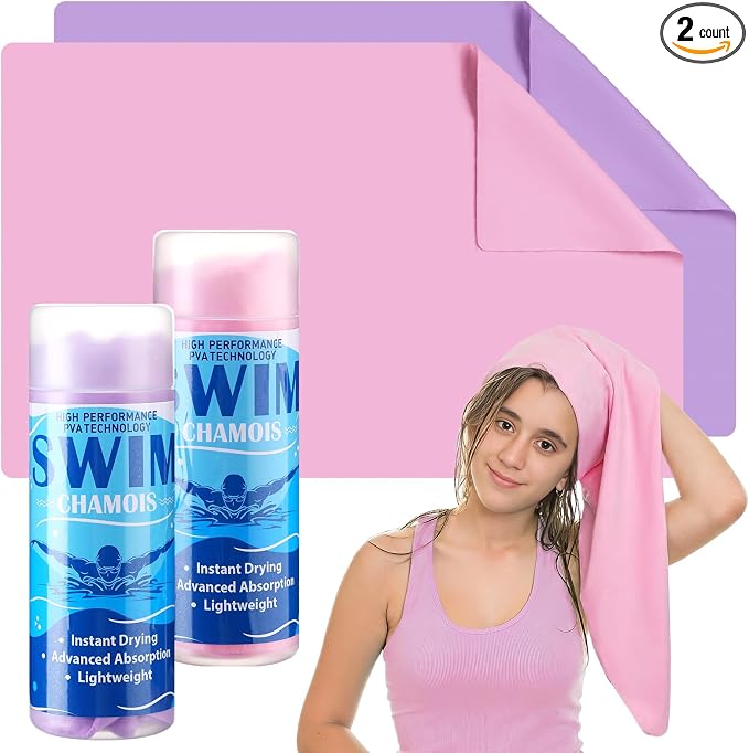 SmoothNovelty 2 Pack Swim Chamois Towel Water Absorbent Quick Dry Towel Shammy by SmoothNovelty