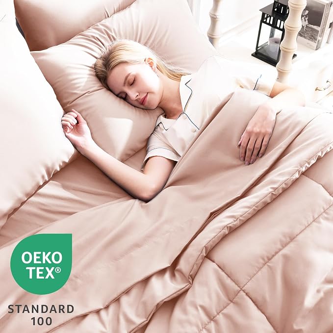 CozyLux Oversized Queen Comforter Sets Blush Pink, 7 Pieces Bed in a Bag - Image 3